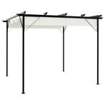 vidaXL Pergola met uitschuifbaar dak 3x3 m staal crémewit, Verzenden, Nieuw