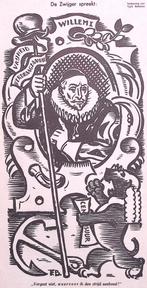 Willem van Oranje en censuur op spotprent (lijst optie), Antiek en Kunst, Verzenden