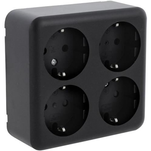 Q-LINK - Wandcontactdoos - Opbouw - 4-voudig Stopcontact -, Tuin en Terras, Buitenverlichting, Overige typen, Nieuw, Led, Kunststof
