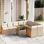 vidaXL 10-delige Loungeset met kussens poly rattan beige, Tuin en Terras, Verzenden, Nieuw, Rotan, Loungeset