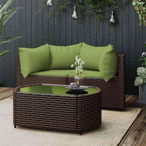 vidaXL 3-delige Loungeset met kussens poly rattan bruin, Tuin en Terras, Tuinsets en Loungesets, Loungeset, Nieuw, Rotan, Verzenden
