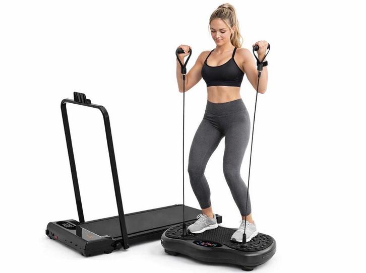 Loopband met Trilplaat Complete Fitness Set voor Thuis, Sport en Fitness, Fitnessmaterialen, Nieuw, Armen, Benen, Borst, Buik