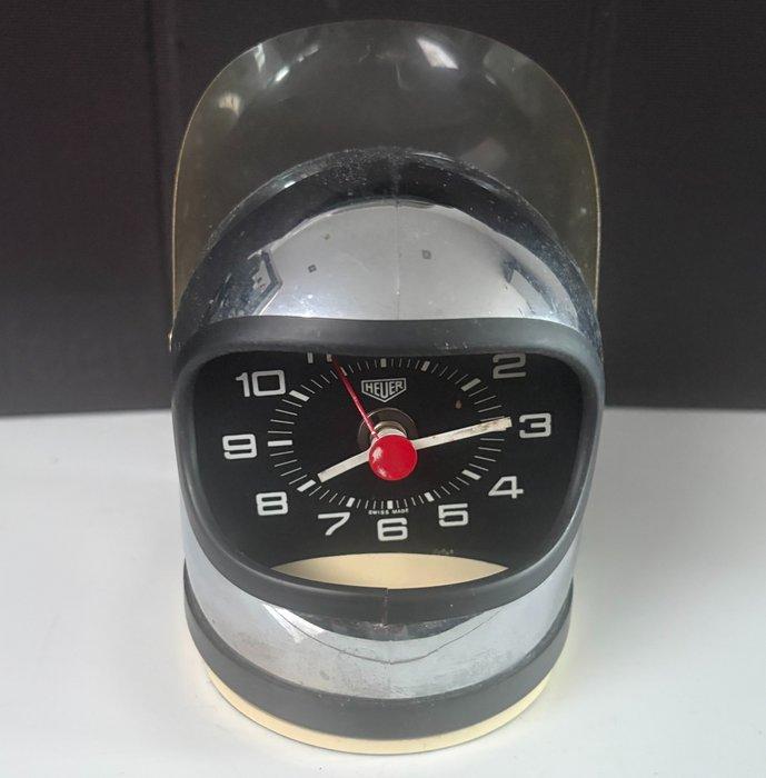 Bureauklok - Heuer - - verzilverd - 1970-1980 - Wekker helm, Antiek en Kunst, Antiek | Klokken