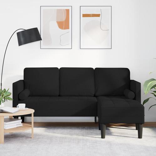 vidaXL Bank 3-zits L-vormig 160 cm stof zwart, Huis en Inrichting, Banken | Bankstellen, Nieuw, Minder dan 150 cm, Stof, Driepersoons