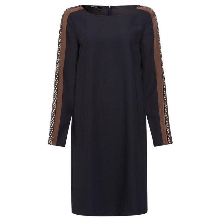 Marc Aurel • antraciete jurk met bruine bies • 38, Kleding | Dames, Jurken, Zwart, Nieuw, Maat 38/40 (M), Verzenden