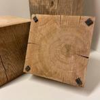 Handgemaakte winddroog eiken sokkels / zuilen – 20x20 cm, Verzenden, Nieuw