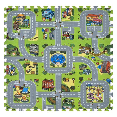 Kinderpuzzelmat - Jascha - 9-delig - Stad met straten design, Kinderen en Baby's, Speelgoed | Kinderpuzzels, Nieuw, Verzenden