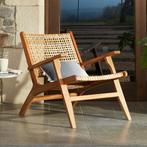 *WOONWINKEL* Kave Home Grignoon Houten Fauteuil Met Riet, Huis en Inrichting, Fauteuils, Verzenden, Nieuw