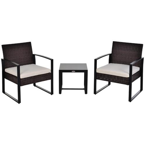 TRUUSK Polyrattan Tuinset Voor 2 Personen Balkonmeubilair Me, Tuin en Terras, Overige Tuin en Terras, Nieuw, Verzenden