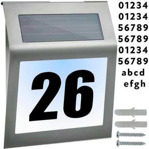 Izoxis Zilver huisnummer met schemersensor en zonnepaneel, Tuin en Terras, Buitenverlichting, Nieuw, Ophalen of Verzenden