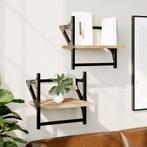 vidaXL Wandschappen met stangen 2 st 30x25x30 cm sonoma, Huis en Inrichting, Woonaccessoires | Wandplanken en Boekenplanken, Verzenden