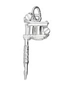 Zilveren Tattoo machine klein kettinghanger, Verzenden, Nieuw