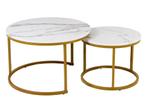 TUUSO Gouden Set Salontafels – Luxe Design – Gratis Verzende, 50 tot 100 cm, 50 tot 75 cm, Verzenden, Rond