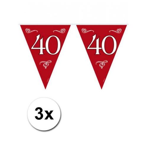 3x Rode slinger 40 jaar 10 meter - 40 jaar getrouwd, Hobby en Vrije tijd, Feestartikelen, Ophalen of Verzenden