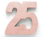 Rose Goud Tafeldecoratie Cijfer 25 Glitter 20,5cm, Verzenden, Nieuw