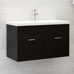 vidaXL Wastafelkast 80x38,5x46 cm bewerkt hout zwart, Huis en Inrichting, Verzenden, Nieuw, Minder dan 100 cm