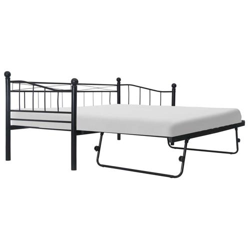 vidaXL Bedframe staal zwart 180x200/90x200 cm, Huis en Inrichting, Slaapkamer | Bedden, 80 cm, 200 cm, Zwart, Eenpersoons, Nieuw
