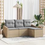 vidaXL Tuin Sofa Set met kussen met opslag 4 pcs Beige,, Verzenden, Nieuw, Rotan