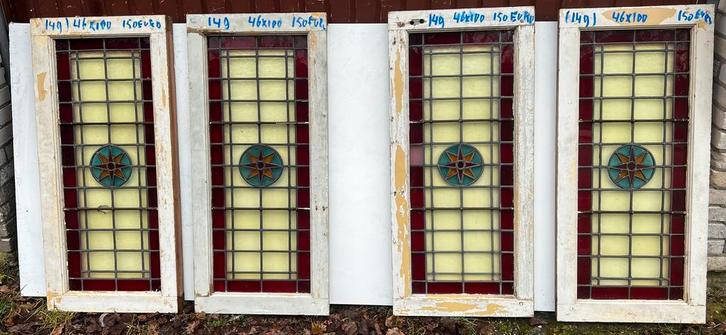 300 stuks glas in lood ramen antieke ramen gebruikte ramen, Doe-het-zelf en Verbouw, Glas en Ramen, Gevelraam of Ruit, Gebruikt