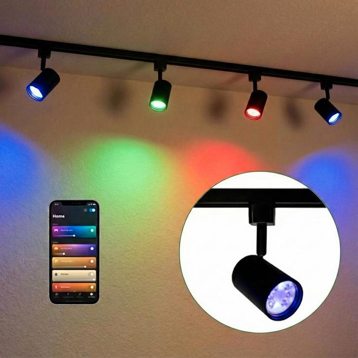 Smart Railsysteem 1-fase | HUE compatible | Zwart | 2 Meter, Huis en Inrichting, Lampen | Plafondlampen, Nieuw, Ophalen of Verzenden