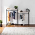Kledingrek Skestbyena 240x40x170 cm zwart en walnootkleurig, Huis en Inrichting, Kasten | Kledingkasten, Verzenden, Nieuw