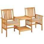 vidaXL Tuinstoelen met tafeltje en kussens massief, Tuin en Terras, Verzenden, Nieuw, Hardhout, Tuinset