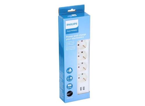 Philips 4-voudige Stekkerdoos met 2x USB | Rand- & penaarde, Doe-het-zelf en Verbouw, Elektra en Kabels