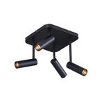 Afgeronde plafondspot zwart GU10 35mm 4-lichts draai- en, Nieuw, Overige materialen, Modern
