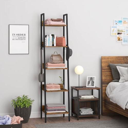 Industriële 5-Laags Boekenkast met 4 Haken – Vintage Kast, Huis en Inrichting, Kasten | Boekenkasten, Nieuw, Verzenden