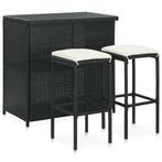 vidaXL 3-delige Barset poly rattan zwart, Huis en Inrichting, Verzenden, Nieuw