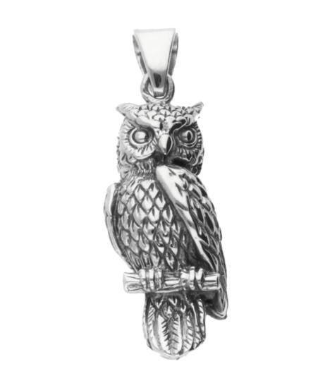 Zilveren Uil groot massief kettinghanger, Sieraden, Tassen en Uiterlijk, Kettinghangers, Verzenden