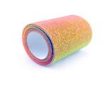 Lint regenboogtule met glitter +/- 7.5 cm. rol 9 meter 75mm., Hobby en Vrije tijd, Knutselen, Ophalen of Verzenden, Nieuw