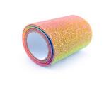 Lint regenboogtule met glitter +/- 7.5 cm. rol 9 meter 75mm., Nieuw, Ophalen of Verzenden