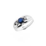 Witgouden ring met saffier en diamant | 0,05 ct., Gebruikt, Overige kleuren, Ophalen of Verzenden, Kleiner dan 17