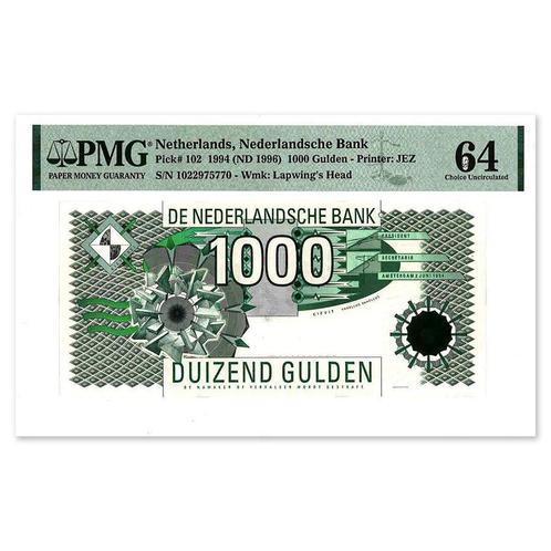 1000 Gulden Kievit 1994 PMG 64, Postzegels en Munten, Bankbiljetten | Nederland, Verzenden