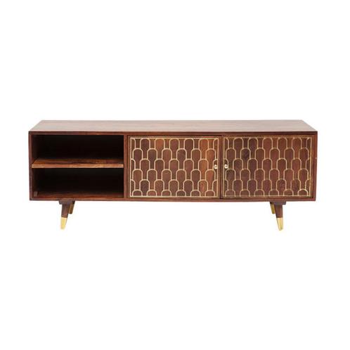 *WOONWINKEL* Kare Design Muskat Mangohouten Tv-meubel Goud, Huis en Inrichting, Kasten | Televisiemeubels, Nieuw, Verzenden