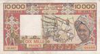 West African States P 109aj 10 000 Francs Nd 1977-92 Vf, Postzegels en Munten, Bankbiljetten | Europa | Niet-Eurobiljetten, Verzenden