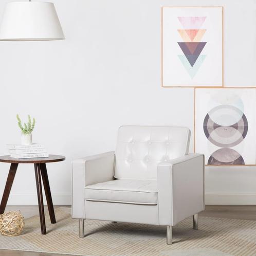 vidaXL Fauteuil Wit 75x70x75 cm Kunstleer, Huis en Inrichting, Fauteuils, Nieuw, Verzenden