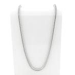 Lange zilveren slangenschakel ketting, Ophalen of Verzenden, Gebruikt, Overige kleuren, Zilver