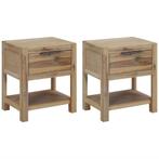 vidaXL Nachtkastjes met lades 2 st 40x30x48 cm massief, Minder dan 45 cm, Verzenden, Nieuw, Minder dan 55 cm