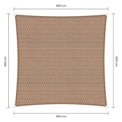 Vierkante schaduwdoek - Zand - Waterdoorlatend - 6,0 x 6,0 m, Tuin en Terras, Schaduwdoeken, Ophalen of Verzenden