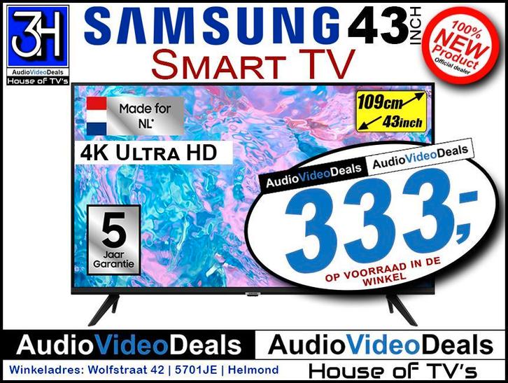 Nieuwe Samsung 43inch 4K Ultra HD Smart tv - 5 jaar garantie, Audio, Tv en Foto, Televisies, 100 cm of meer, Smart TV, Nieuw, Samsung