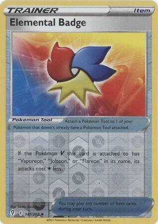 elemental badge 147/203 reverse holo evolving skies, Hobby en Vrije tijd, Verzamelkaartspellen | Pokémon, Losse kaart, Nieuw, Foil