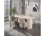 Eettafel Arch travertin keramiek ovaal 180x90 cm  - Beige -, Ophalen of Verzenden, Nieuw