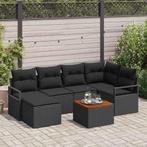 vidaXL Tuin Sofa Set met kussen 7 pcs Zwart Poly riet, Verzenden, Nieuw, Rotan