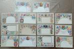 14 Antieke Verzamelkaarten - Thema: Filatelie, Heraldiek &, Gelopen