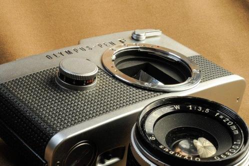 Olympus PEN-F + G-Zuiko Auto-W 3,5/20mm |, Audio, Tv en Foto, Fotocamera's Analoog