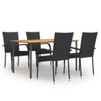 vidaXL 5-delige Tuinset poly rattan zwart, 4 zitplaatsen, Nieuw, Tuinset, Verzenden