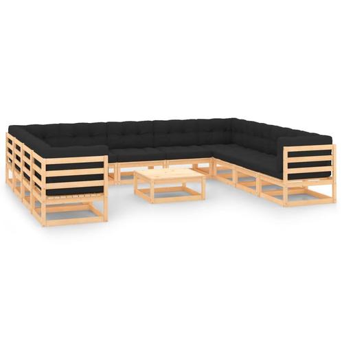vidaXL 12-delige Loungeset met antracietkleurige kussens, Tuin en Terras, Tuinsets en Loungesets, Loungeset, Nieuw, Verzenden