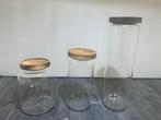 glazen voorraadpotten set van 3 950 ml, 1250 ml, 1550 ml, Nieuw, Glas, Pot, Bus of Blik, Verzenden